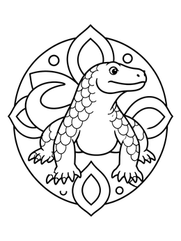 Free printable Komodo Dragon With Floral Mandala coloring page