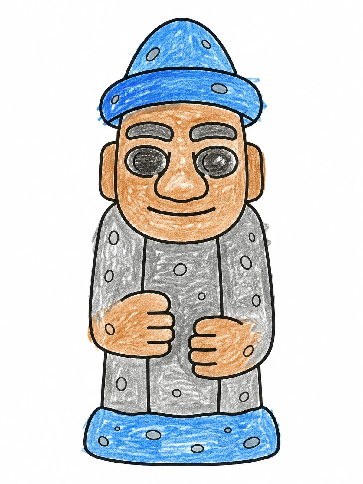 Colored example of the Cute Dol Hareubang Stone Statue coloring page