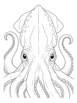 Free printable Detailed Giant Squid Head Portrait coloring page
