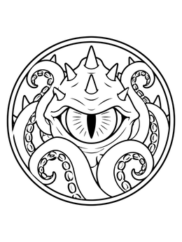 Free printable Kraken Eye Crest Emblem coloring page
