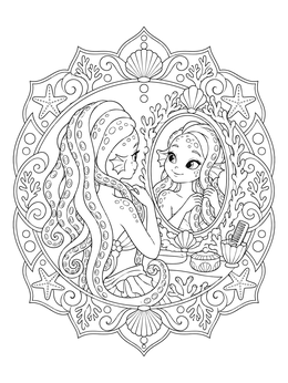 Free printable Sea Monster Styling Tentacle Hair coloring page