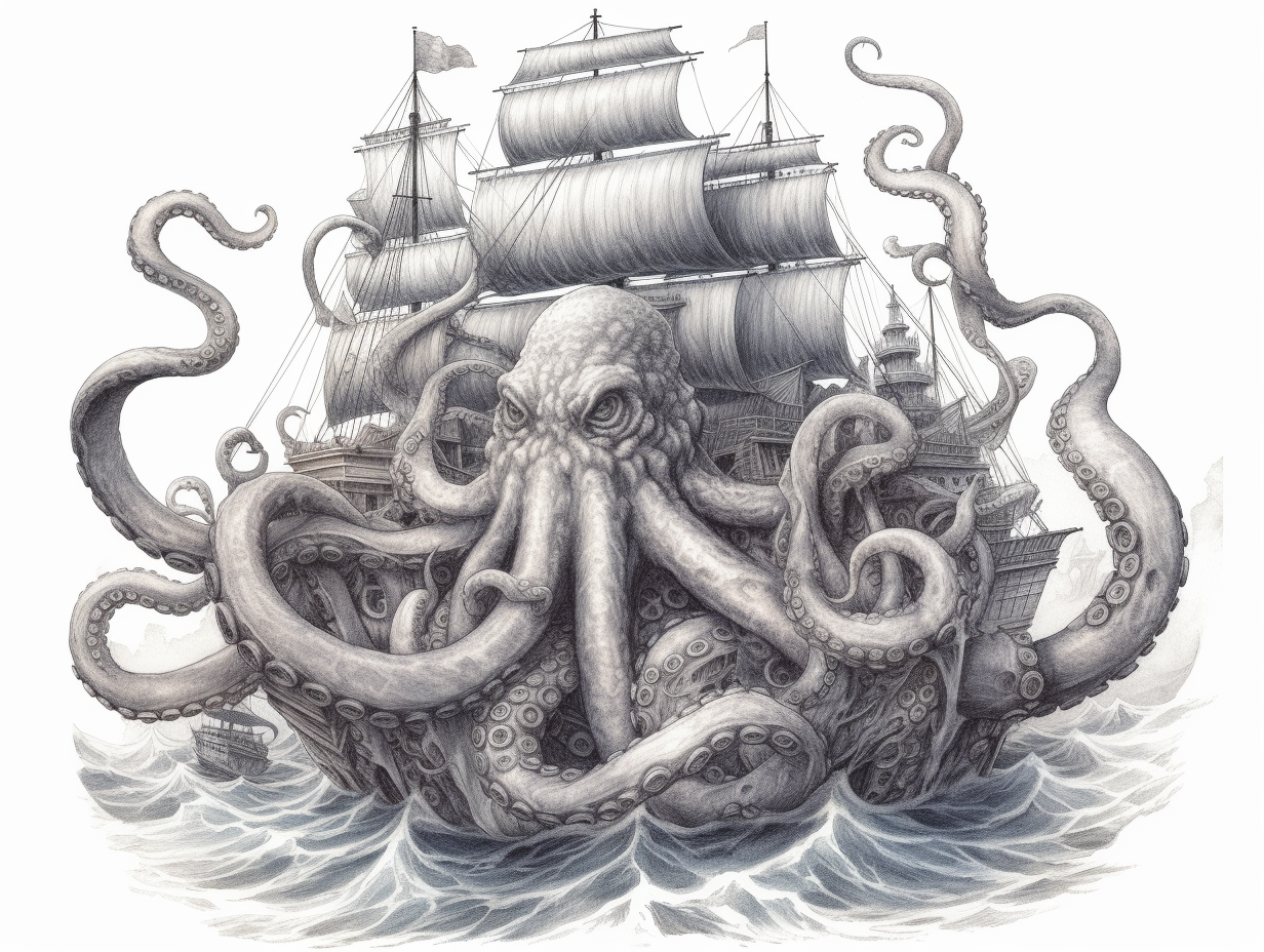 Kraken World: Adult Coloring Page - Coloring Page