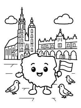 Free printable Krakow Square With Map Character coloring page