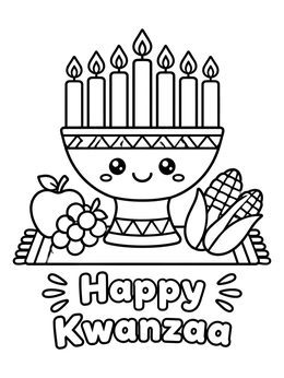 Free printable Cute Kinara With Fruit And Corn coloring page