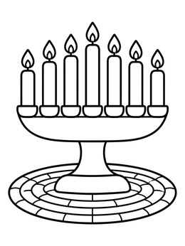 Free printable Seven Candles Kinara On Woven Mat coloring page