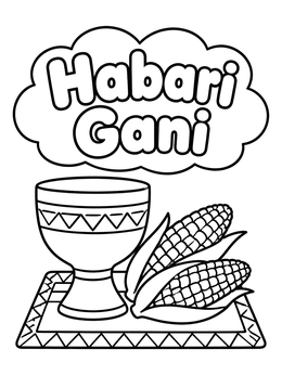 Free printable Kwanzaa Unity Cup And Corn coloring page