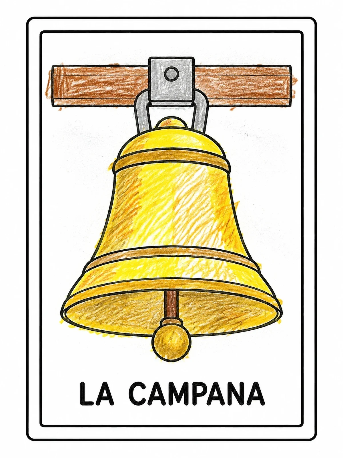 Colored example of the La Campana Loteria Card coloring page
