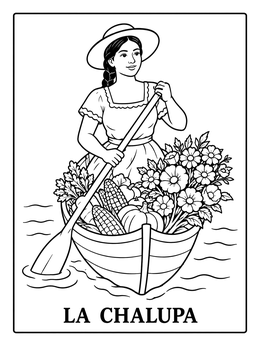 Free printable La Chalupa Loteria Card coloring page
