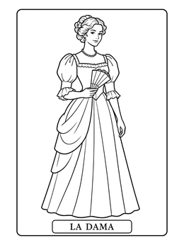 Free printable La Dama Loteria Card coloring page