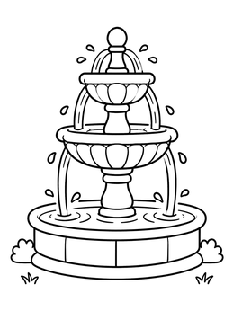 Free printable Tiered Colonial Stone Water Fountain coloring page