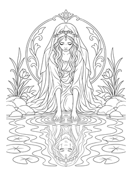 Free printable La Llorona Grieving At The River coloring page