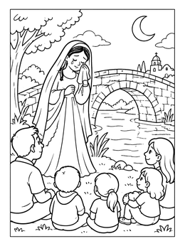 Free printable La Llorona Telling Her Tale By The River coloring page