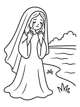 Free printable Weeping Woman By The River coloring page