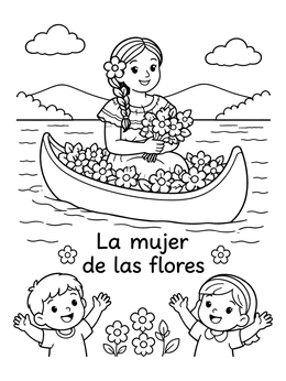 Free printable La Mujer De Las Flores Card coloring page