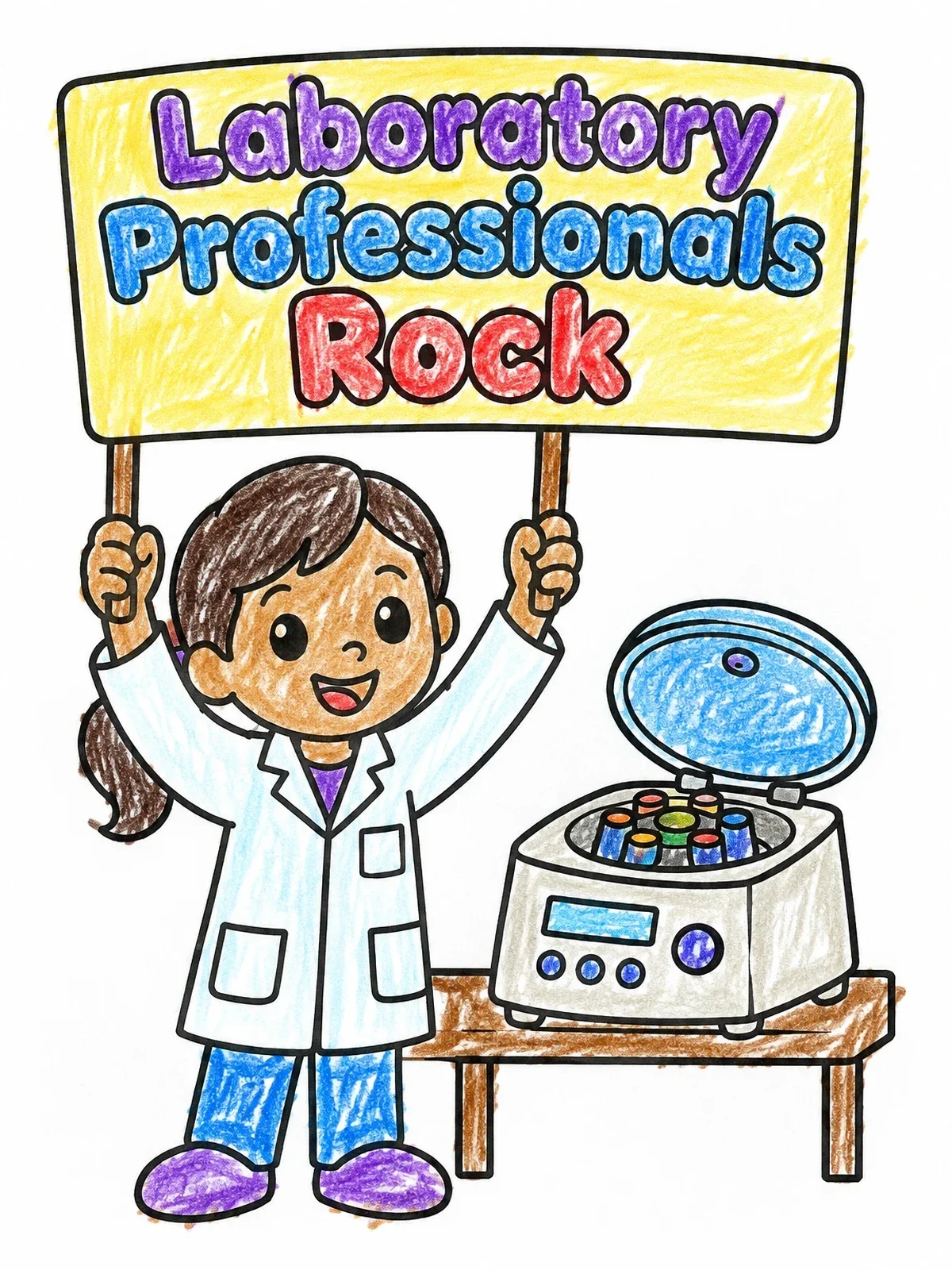 Colored example of the Young Scientist With Centrifuge Sign coloring page
