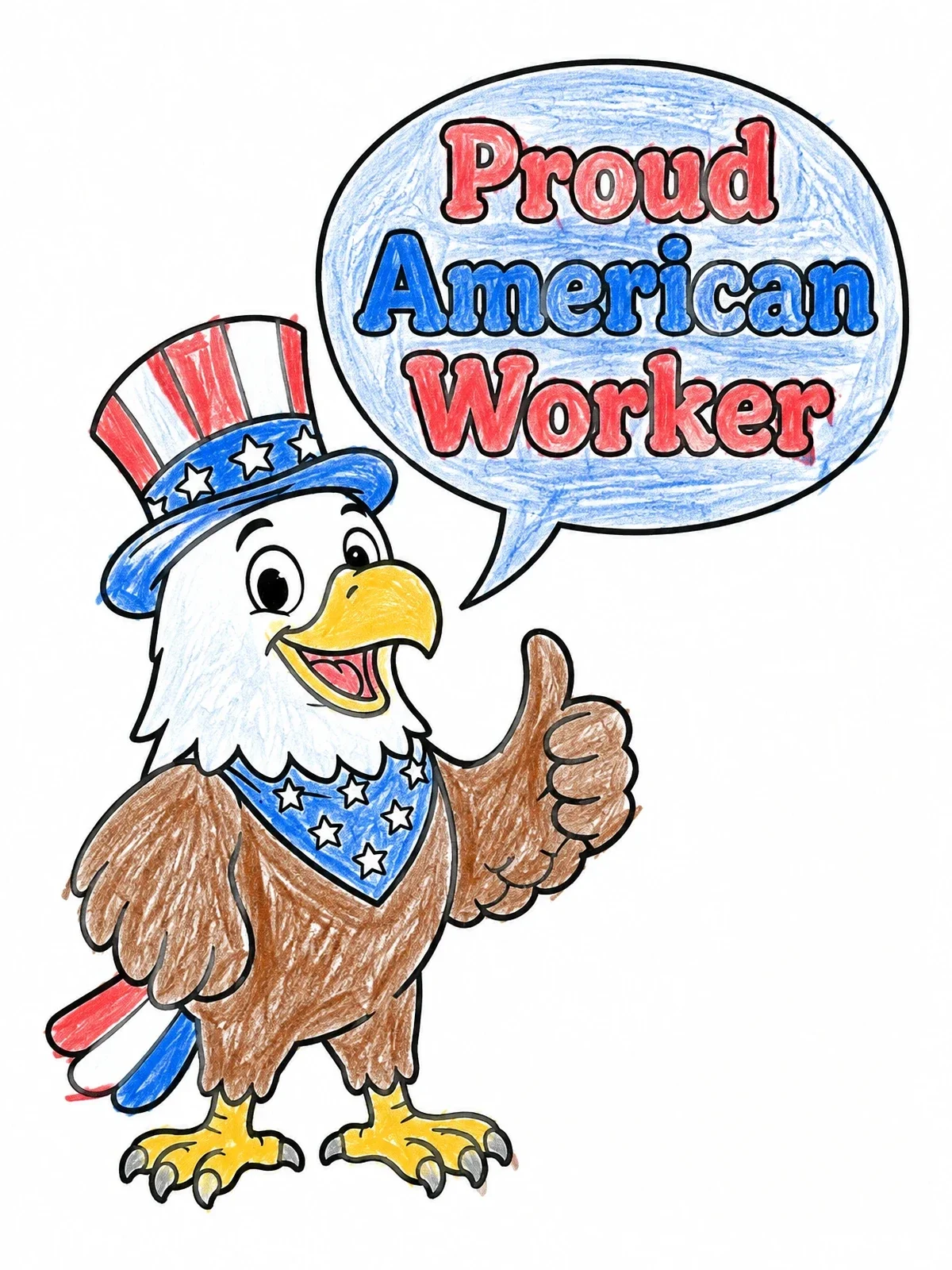Colored example of the Proud Bald Eagle Mascot coloring page