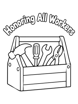 Free printable Toolbox Honoring All Workers coloring page