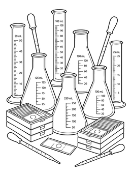 Free printable Laboratory Glassware And Slide Trays coloring page