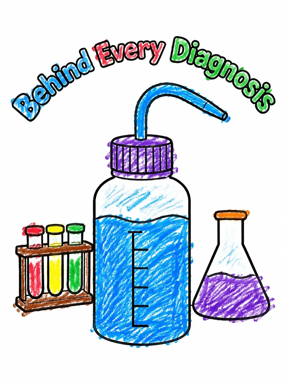 Colored example of the Laboratory Wash Bottle And Flasks coloring page