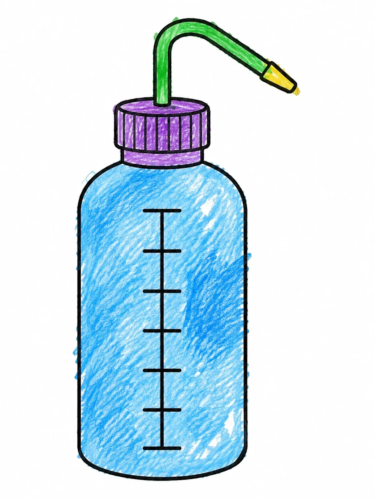 Colored example of the Laboratory Wash Bottle coloring page