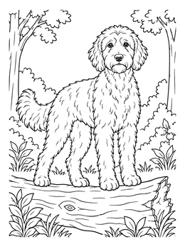 Free printable Labradoodle On A Fallen Log coloring page