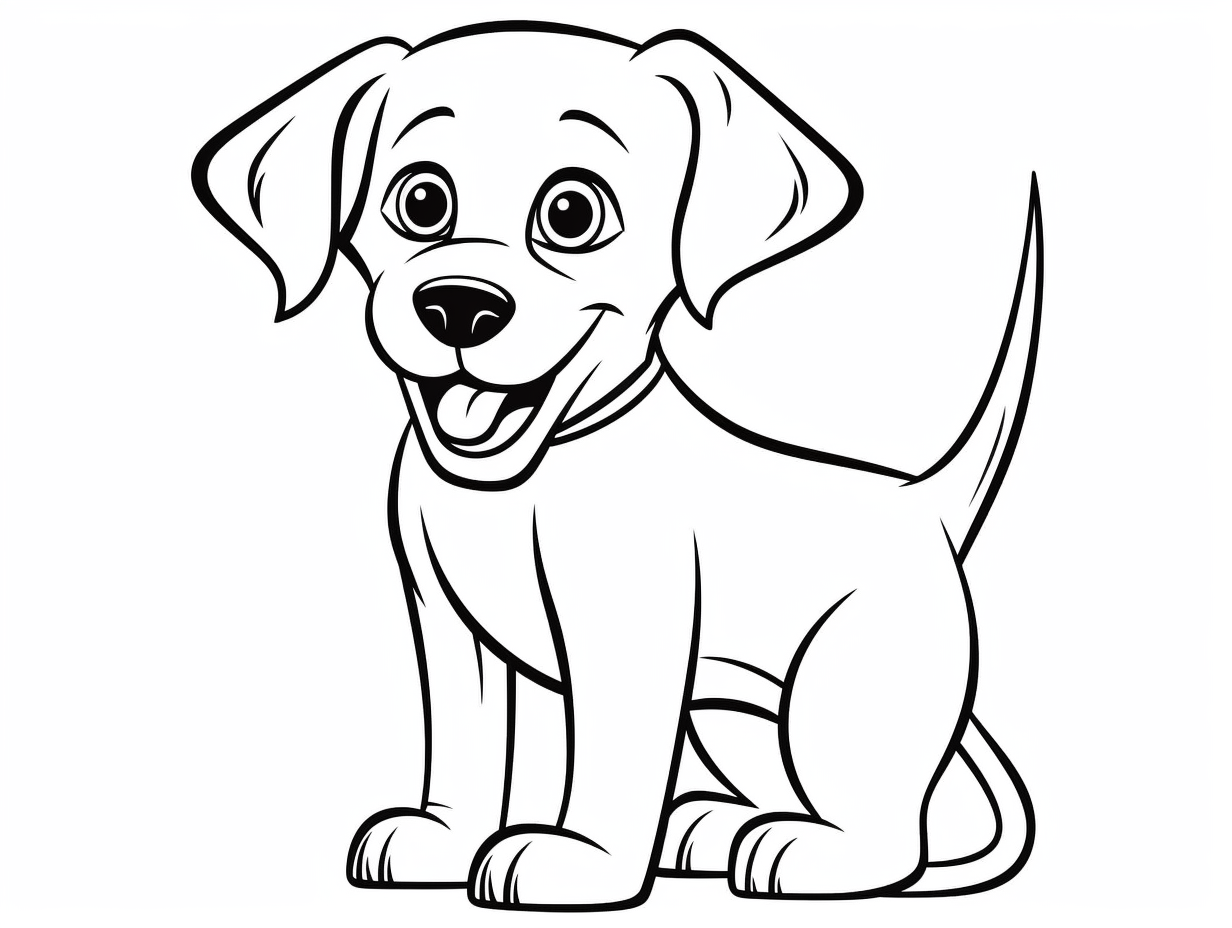 Labrador Retriever Drawing To Color, Perfect For Children - Coloring Page