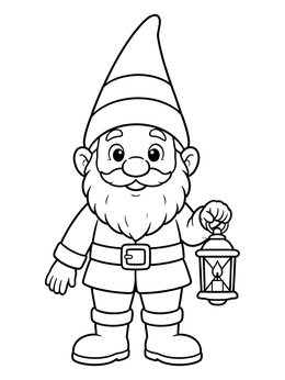 Free printable Cheerful Garden Gnome With Lantern coloring page
