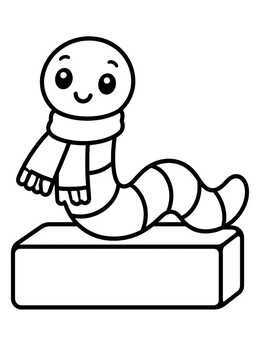 Free printable Cheerful Worm In A Scarf coloring page