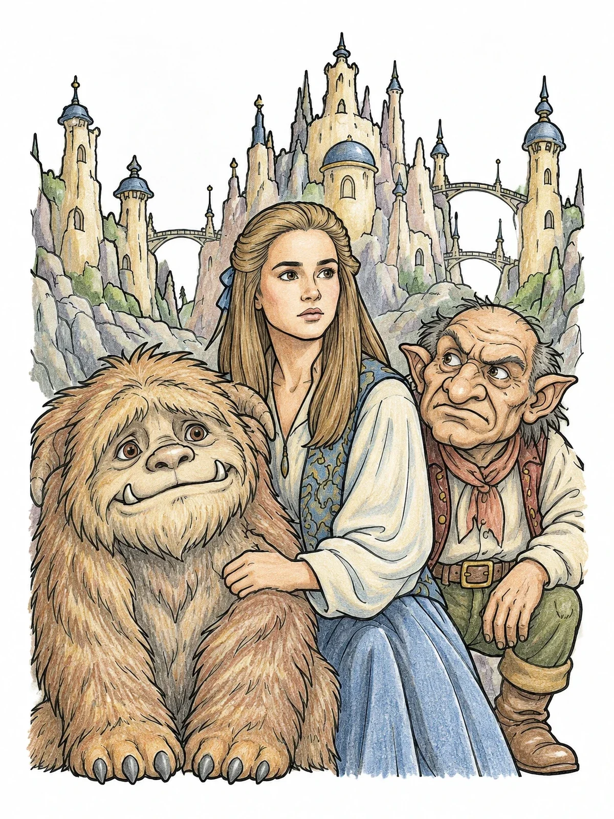 Colored example of the Fantasy Castle Journey With Friends coloring page