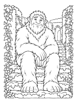 Free printable Friendly Furry Giant In Maze coloring page