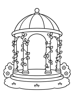Free printable Garden Gazebo With Climbing Vines coloring page
