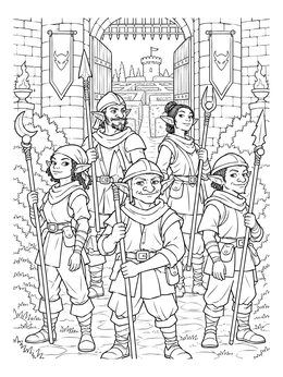 Free printable Goblin Sentries Guarding Maze Gate coloring page