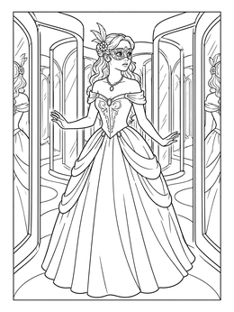 Free printable Masquerade Lady In Mirror Maze coloring page