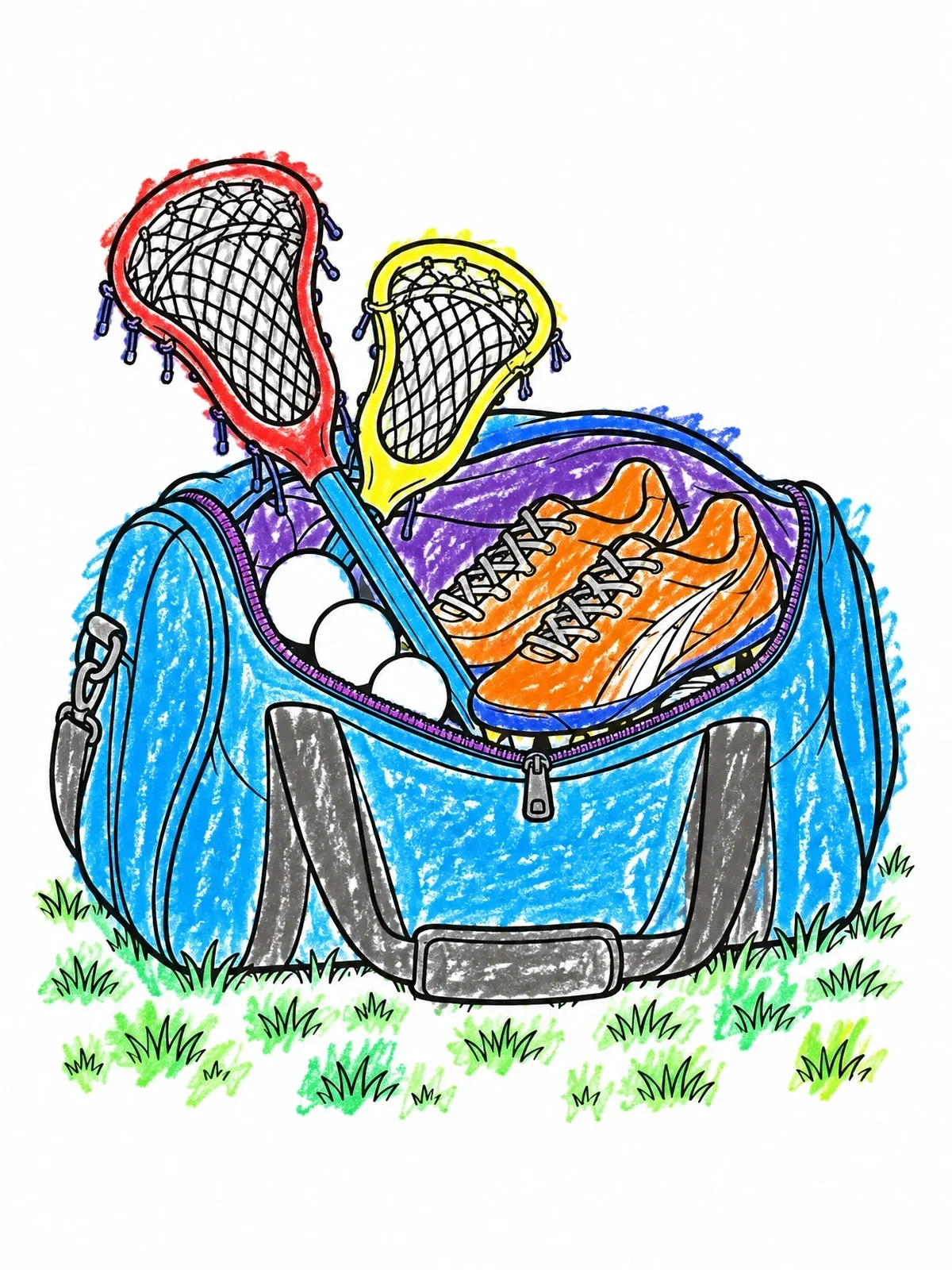 Colored example of the Lacrosse Gear In Duffel Bag coloring page