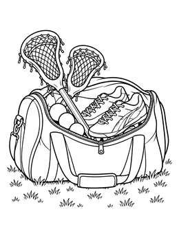 Free printable Lacrosse Gear In Duffel Bag coloring page