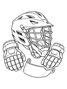 Free printable Lacrosse Helmet With Gloves And Visor coloring page