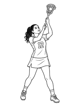 Free printable Lacrosse Player Catching High Pass coloring page