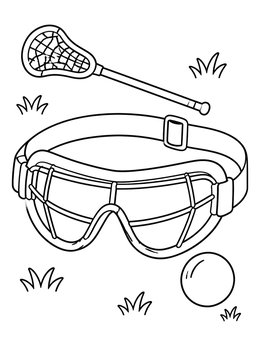 Free printable Lacrosse Goggles And Stick Gear coloring page