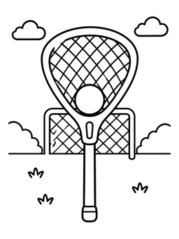 Free printable Lacrosse Stick And Goal On The Field coloring page
