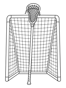 Free printable Lacrosse Stick And Goal Net coloring page