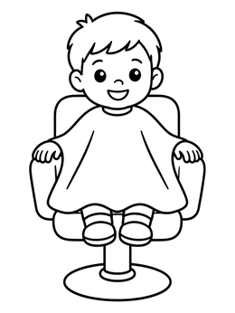 Free printable Boy Getting His First Haircut coloring page