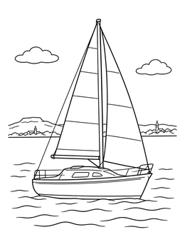 Free printable Sailboat On Lake Balaton coloring page