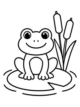 Free printable Cute Frog On A Lily Pad coloring page