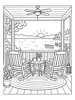 Free printable Lake View From The Porch coloring page