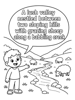 Free printable Boy Showing A Green Valley coloring page
