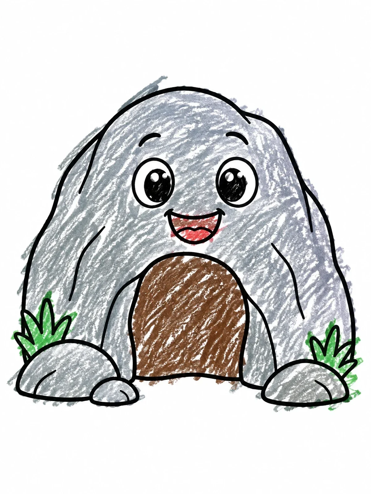 Colored example of the Cute Cartoon Cave Entrance coloring page