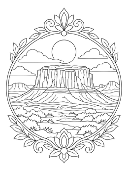 Free printable Majestic Desert Plateau Landscape coloring page