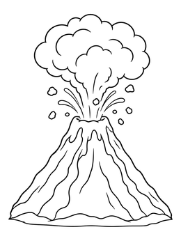 Free printable Erupting Volcano With Smoke Cloud coloring page