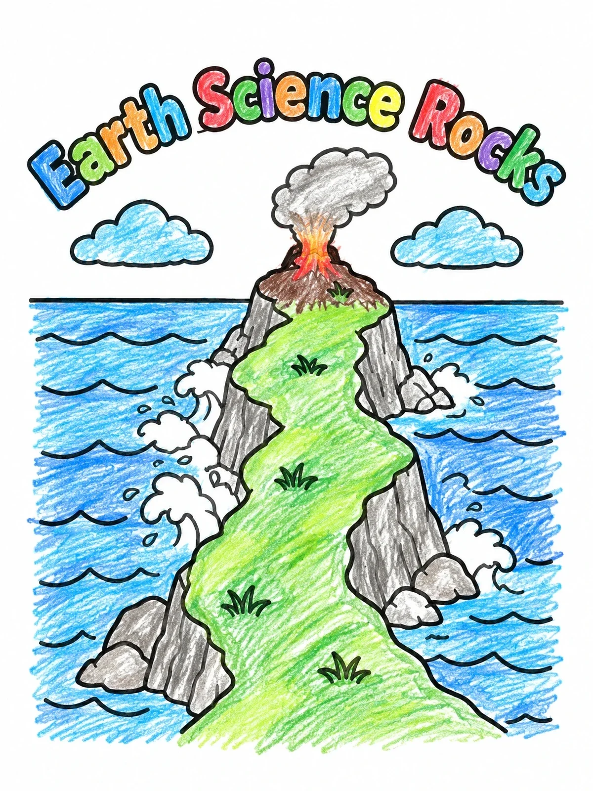 Colored example of the Rocky Peninsula In The Sea coloring page