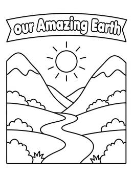 Free printable Sunny Valley And Mountains coloring page